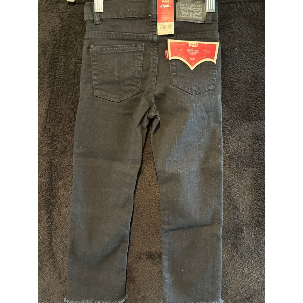 Levi's Jeans Girls 5 Reg High Rise Ankle Straight Black Adjustable Waist NWT